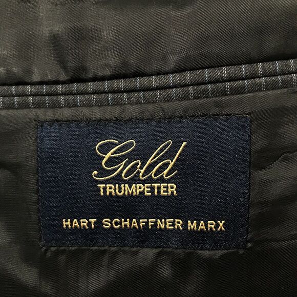 Hart Schaffner Marx Suit Wool Gold Trumpeter 44 S Stripe Gray 39 x 30 Pants  USA - Picture 3 of 16